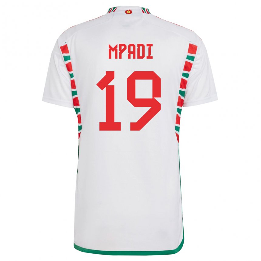 Hombre Camiseta Gales Japhet Mpadi #19 Blanco 2ª Equipación 22-24 La Camisa