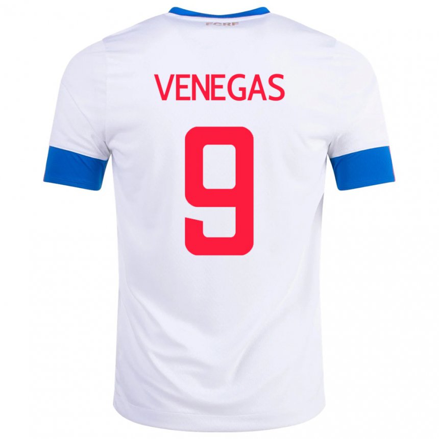 Hombre Camiseta Costa Rica Carolina Venegas #9 Blanco 2ª Equipación 22-24 La Camisa