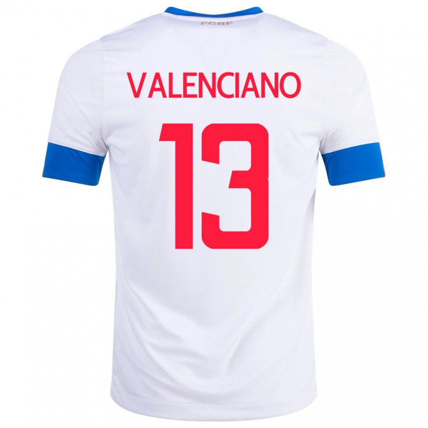 Hombre Camiseta Costa Rica Emilie Valenciano #13 Blanco 2ª Equipación 22-24 La Camisa