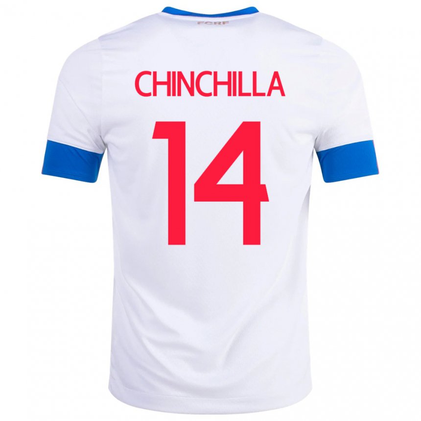 Hombre Camiseta Costa Rica Priscila Chinchilla #14 Blanco 2ª Equipación 22-24 La Camisa