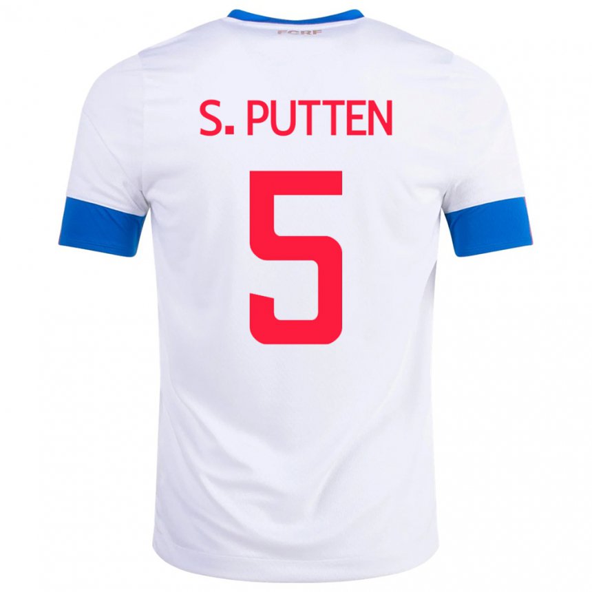 Hombre Camiseta Costa Rica Santiago Van Der Putten #5 Blanco 2ª Equipación 22-24 La Camisa