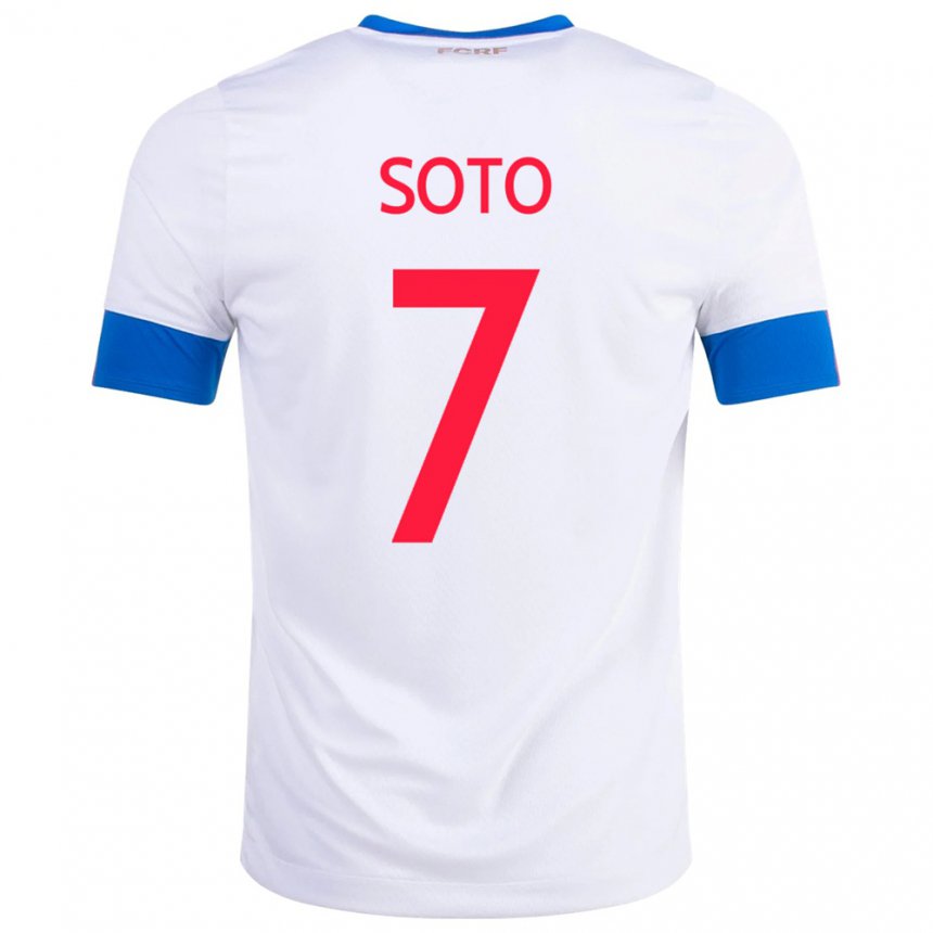 Hombre Camiseta Costa Rica Andrey Soto #7 Blanco 2ª Equipación 22-24 La Camisa