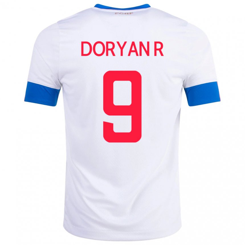 Hombre Camiseta Costa Rica Doryan Rodriguez #9 Blanco 2ª Equipación 22-24 La Camisa