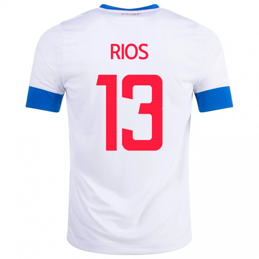Hombre Camiseta Costa Rica Keral Rios #13 Blanco 2ª Equipación 22-24 La Camisa
