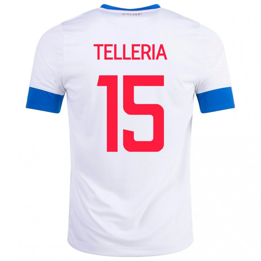 Hombre Camiseta Costa Rica Jostin Telleria #15 Blanco 2ª Equipación 22-24 La Camisa