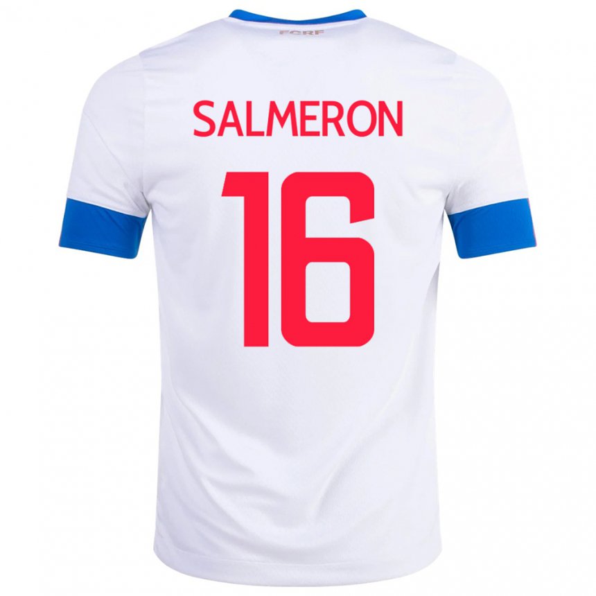 Hombre Camiseta Costa Rica Andrey Salmeron #16 Blanco 2ª Equipación 22-24 La Camisa