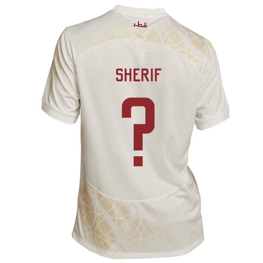 Hombre Camiseta Catar Marwan Sherif #0 Beis Dorado 2ª Equipación 22-24 La Camisa