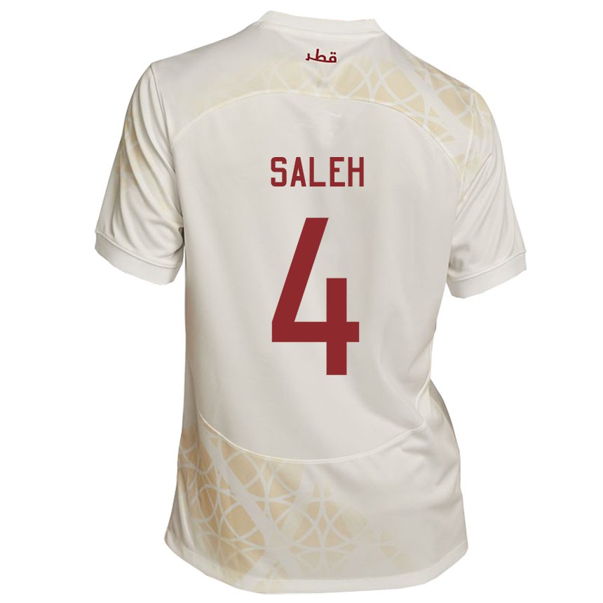 Hombre Camiseta Catar Hagar Saleh #4 Beis Dorado 2ª Equipación 22-24 La Camisa