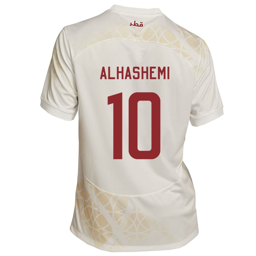 Hombre Camiseta Catar Suaad Alhashemi #10 Beis Dorado 2ª Equipación 22-24 La Camisa