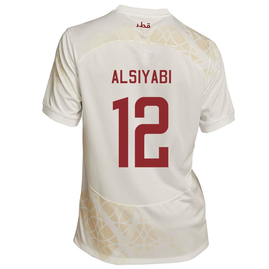 Hombre Camiseta Catar Shaima Alsiyabi #12 Beis Dorado 2ª Equipación 22-24 La Camisa