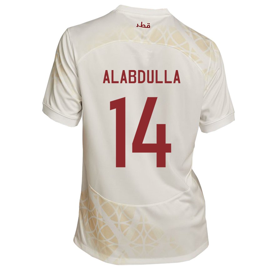Hombre Camiseta Catar Moudhi Alabdulla #14 Beis Dorado 2ª Equipación 22-24 La Camisa