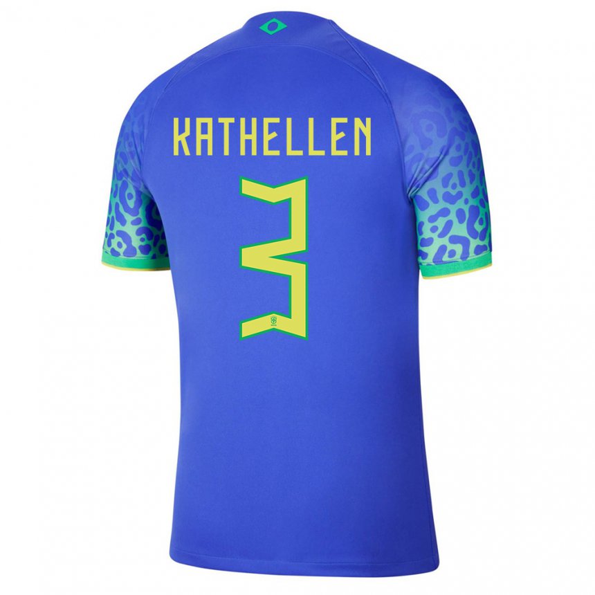 Hombre Camiseta Brasil Kathellen #3 Azul 2ª Equipación 22-24 La Camisa