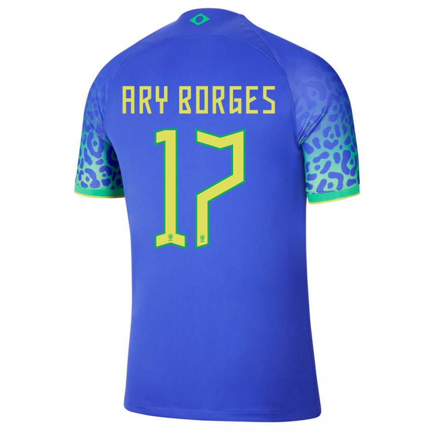 Hombre Camiseta Brasil Ary Borges #17 Azul 2ª Equipación 22-24 La Camisa