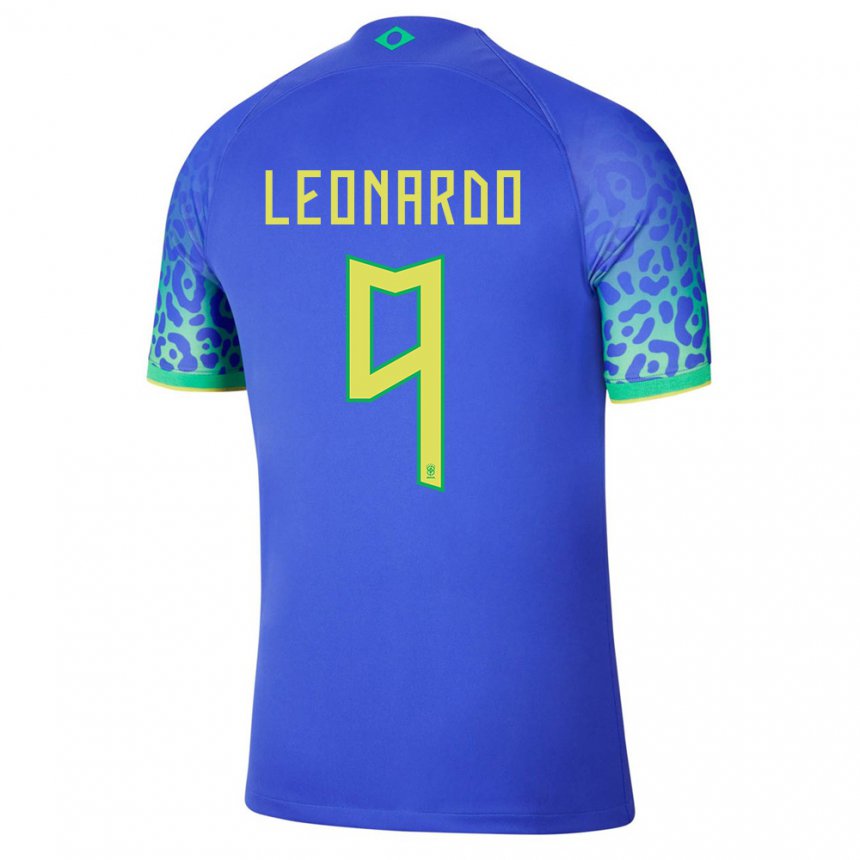 Hombre Camiseta Brasil Marcos Leonardo #9 Azul 2ª Equipación 22-24 La Camisa
