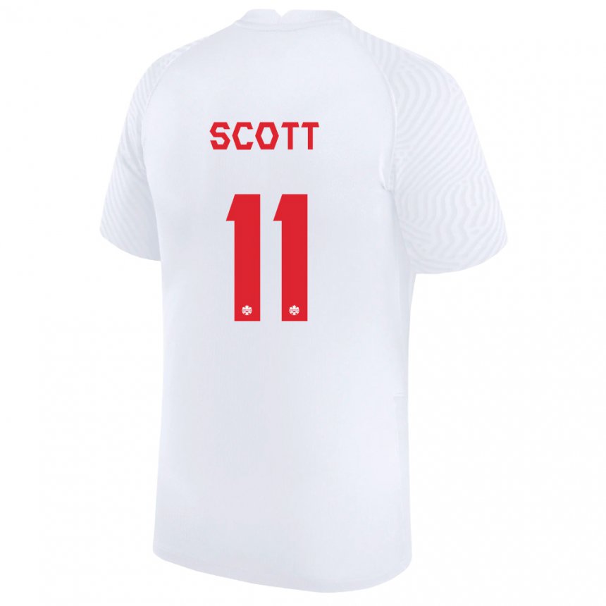 Hombre Camiseta Canadá Desiree Scott #11 Blanco 2ª Equipación 22-24 La Camisa