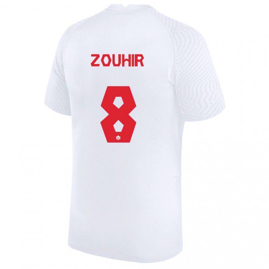 Hombre Camiseta Canadá Rida Zouhir #8 Blanco 2ª Equipación 22-24 La Camisa