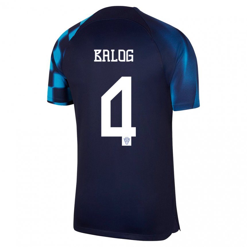 Hombre Camiseta Croacia Leonarda Balog #4 Azul Oscuro 2ª Equipación 22-24 La Camisa