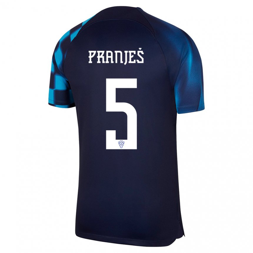 Hombre Camiseta Croacia Katarina Pranjes #5 Azul Oscuro 2ª Equipación 22-24 La Camisa