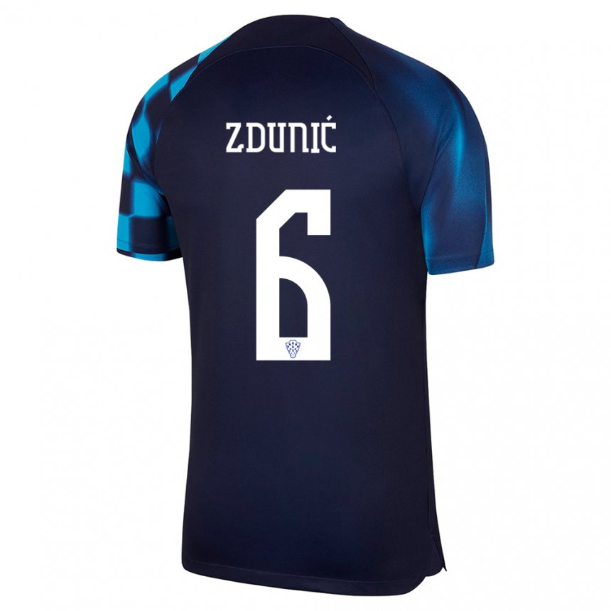 Hombre Camiseta Croacia Lea Zdunic #6 Azul Oscuro 2ª Equipación 22-24 La Camisa