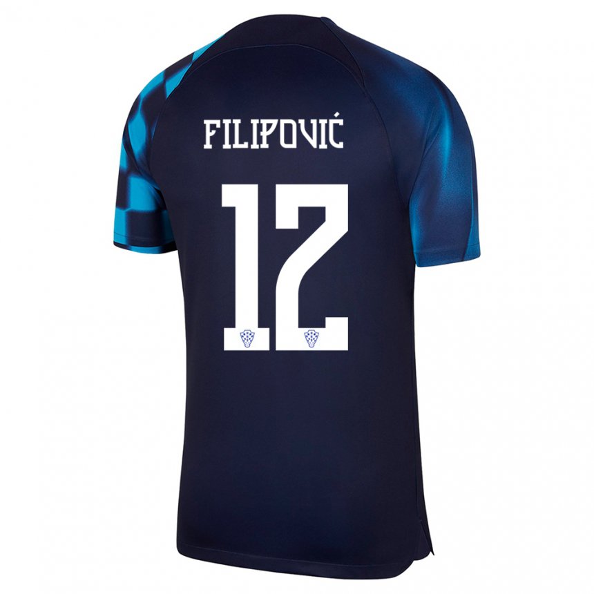 Hombre Camiseta Croacia Ana Filipovic #12 Azul Oscuro 2ª Equipación 22-24 La Camisa