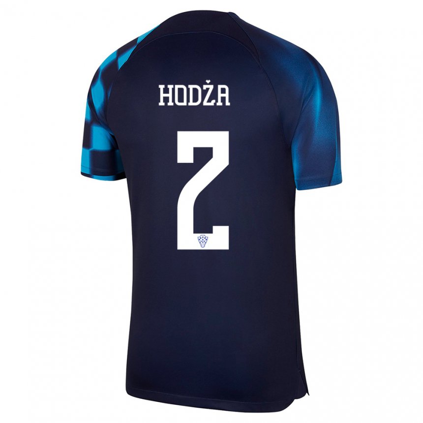 Hombre Camiseta Croacia Veldin Hodza #2 Azul Oscuro 2ª Equipación 22-24 La Camisa
