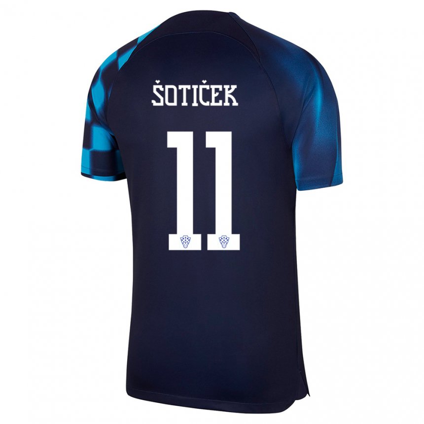 Hombre Camiseta Croacia Marin Soticek #11 Azul Oscuro 2ª Equipación 22-24 La Camisa