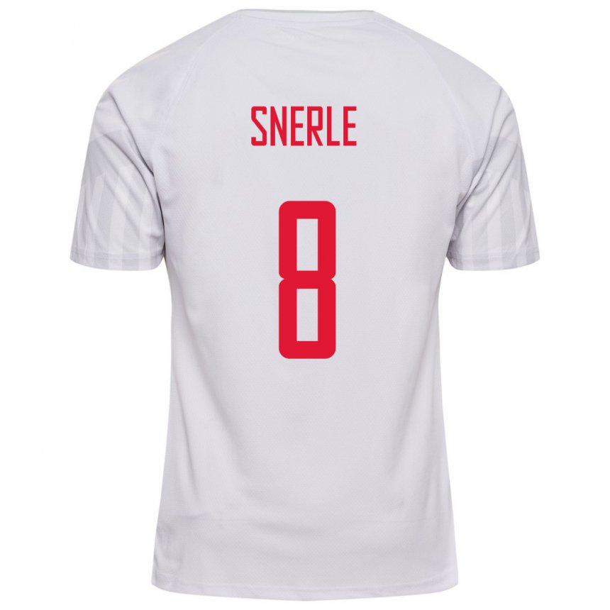 Hombre Camiseta Dinamarca Emma Snerle #8 Blanco 2ª Equipación 22-24 La Camisa