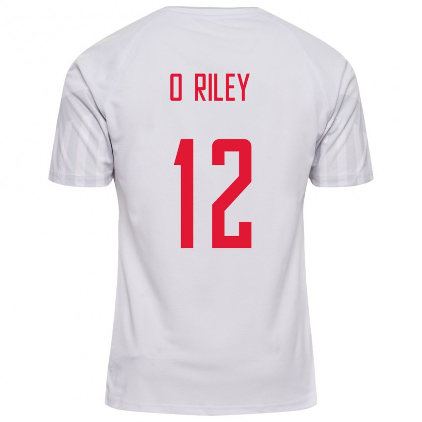 Hombre Camiseta Dinamarca Matt O Riley #12 Blanco 2ª Equipación 22-24 La Camisa