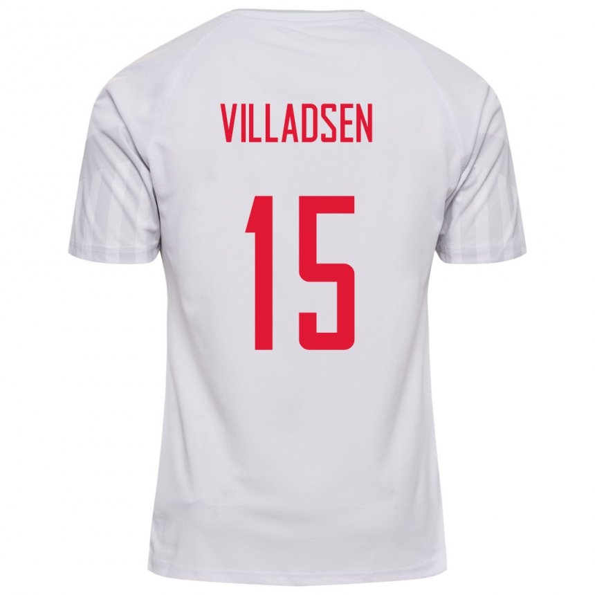 Hombre Camiseta Dinamarca Oliver Villadsen #15 Blanco 2ª Equipación 22-24 La Camisa