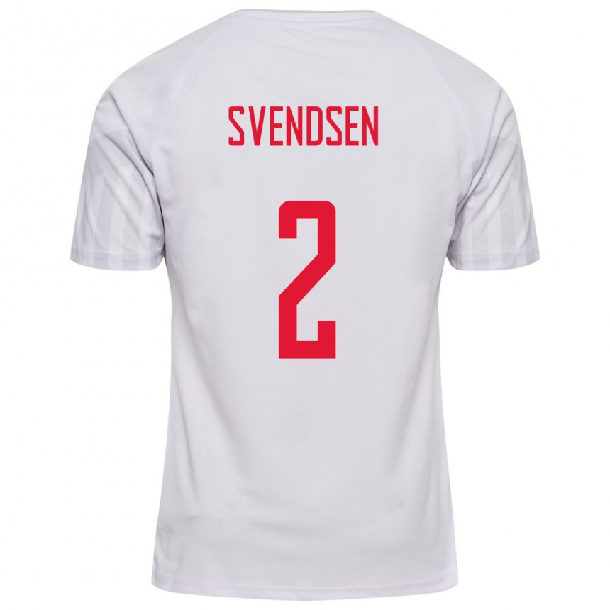 Hombre Camiseta Dinamarca Oliver Svendsen #2 Blanco 2ª Equipación 22-24 La Camisa