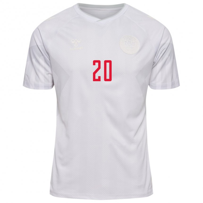 Hombre Camiseta Dinamarca Gustav Christensen #20 Blanco 2ª Equipación 22-24 La Camisa
