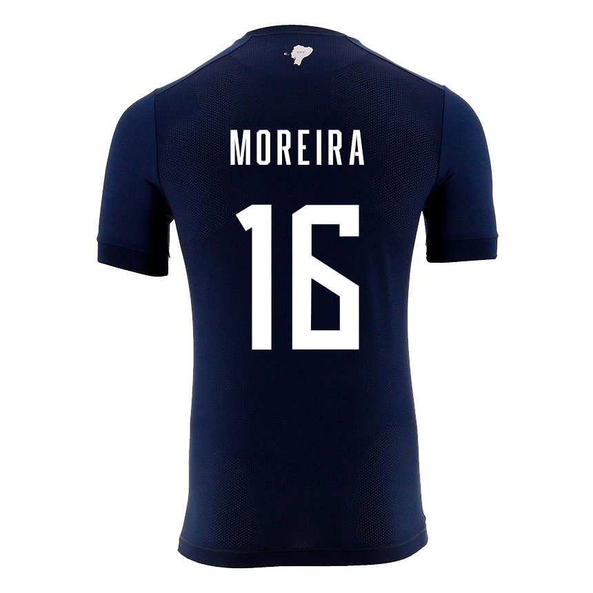 Hombre Camiseta Ecuador Ligia Moreira #16 Azul Marino 2ª Equipación 22-24 La Camisa