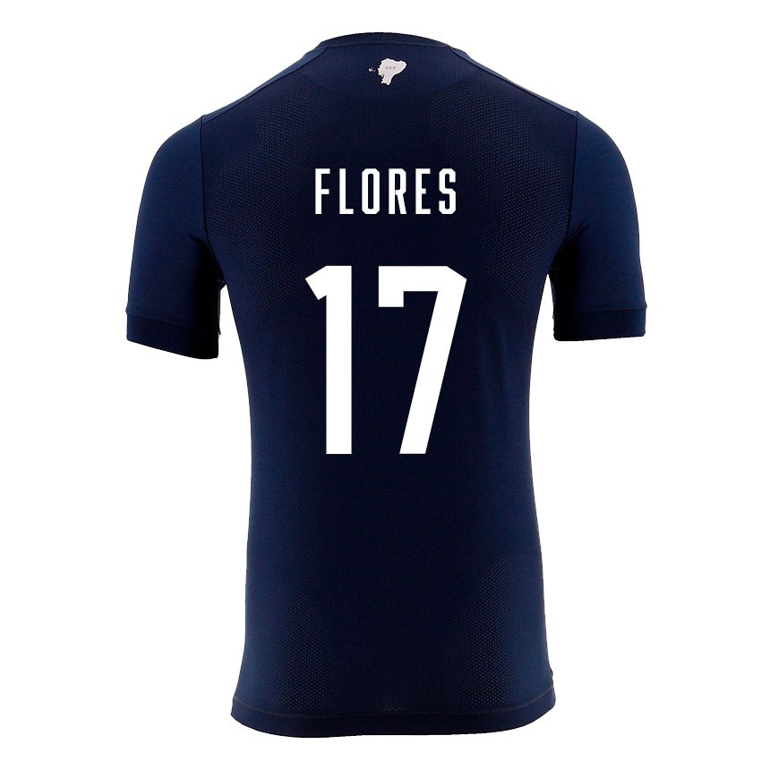 Hombre Camiseta Ecuador Karen Flores #17 Azul Marino 2ª Equipación 22-24 La Camisa
