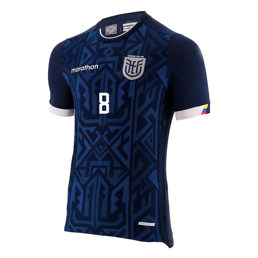 Hombre Camiseta Ecuador Patrik Mercado #8 Azul Marino 2ª Equipación 22-24 La Camisa