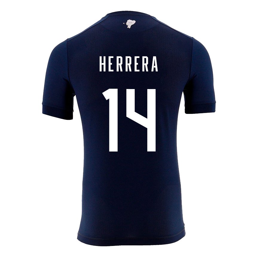 Hombre Camiseta Ecuador Orlando Herrera #14 Azul Marino 2ª Equipación 22-24 La Camisa