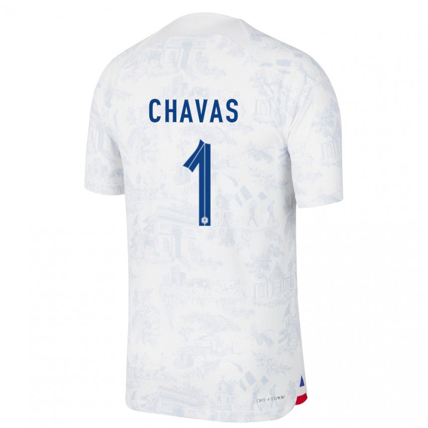 Hombre Camiseta Francia Mylene Chavas #1 Blanco Azul 2ª Equipación 22-24 La Camisa