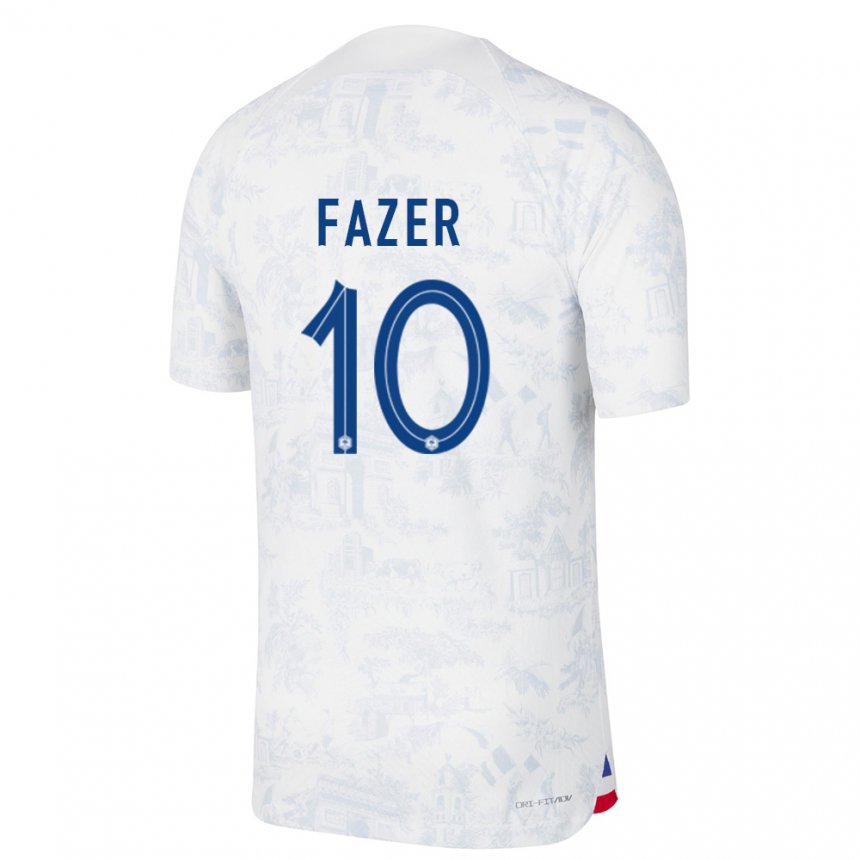 Hombre Camiseta Francia Laurina Fazer #10 Blanco Azul 2ª Equipación 22-24 La Camisa