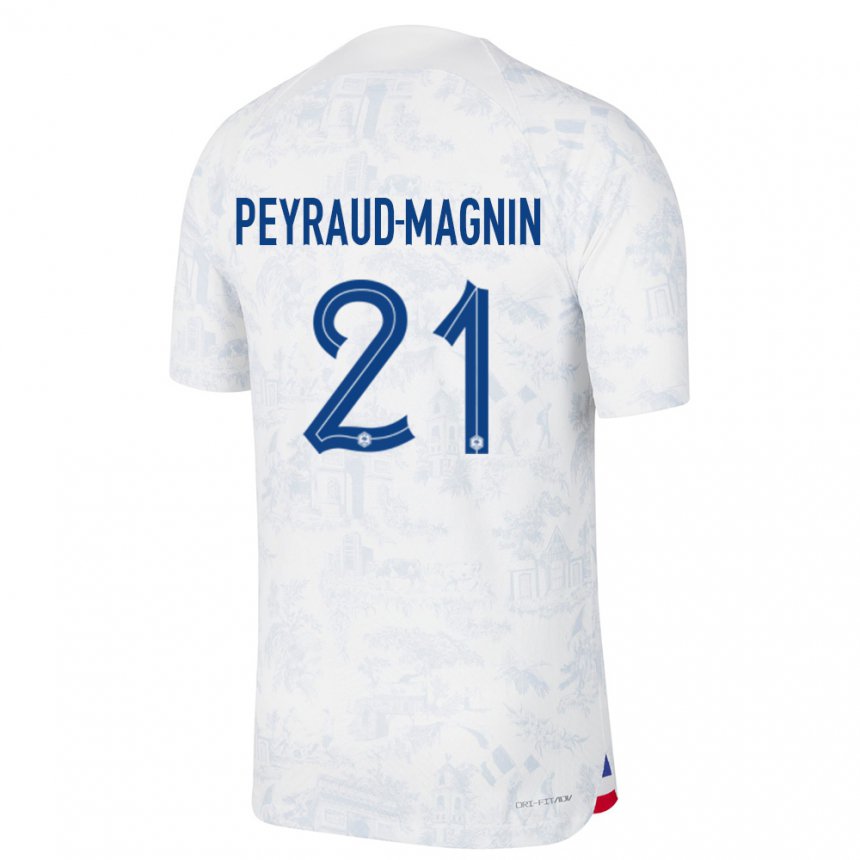 Hombre Camiseta Francia Pauline Peyraud Magnin #21 Blanco Azul 2ª Equipación 22-24 La Camisa