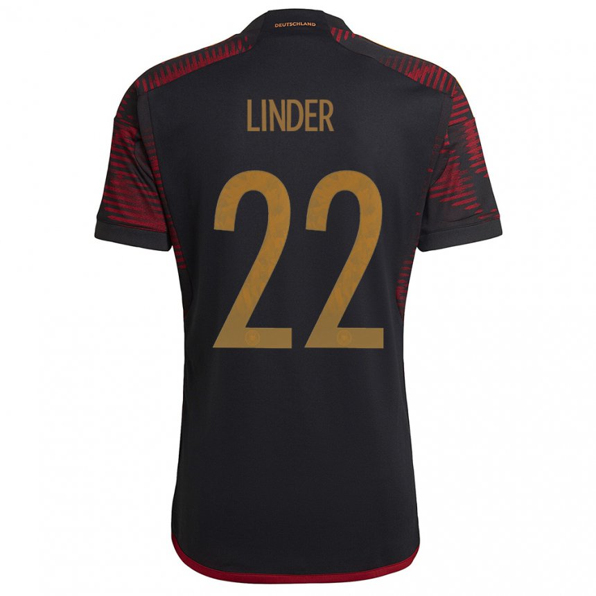 Hombre Camiseta Alemania Sarai Linder #22 Granate Negro 2ª Equipación 22-24 La Camisa
