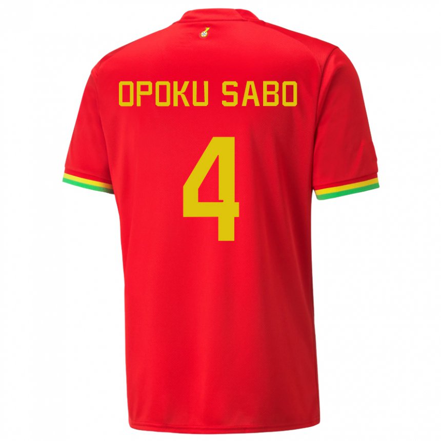 Hombre Camiseta Ghana Alex Opoku Sabo #4 Rojo 2ª Equipación 22-24 La Camisa