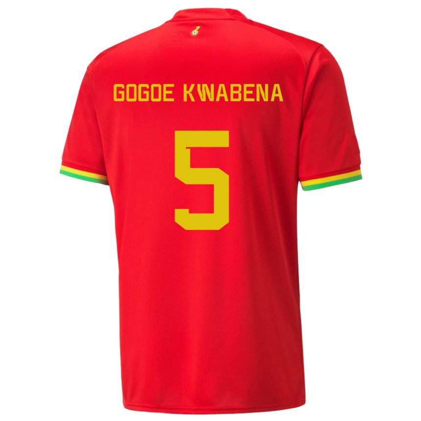 Hombre Camiseta Ghana Boahen Gogoe Kwabena #5 Rojo 2ª Equipación 22-24 La Camisa