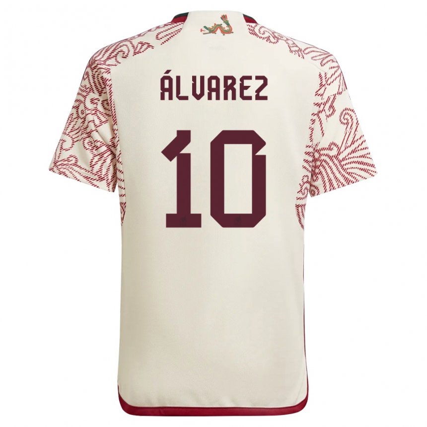 Hombre Camiseta México Efrain Alvarez #10 Maravilla Blanco Rojo 2ª Equipación 22-24 La Camisa
