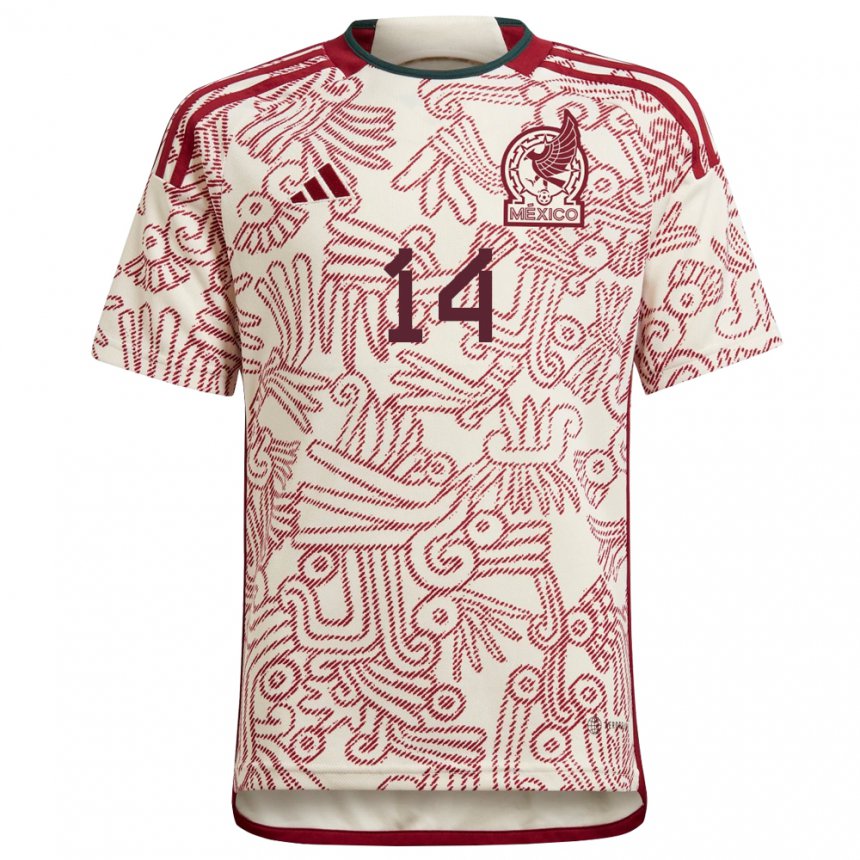 Hombre Camiseta México Teun Wilke #14 Maravilla Blanco Rojo 2ª Equipación 22-24 La Camisa