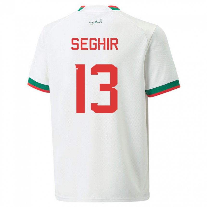 Hombre Camiseta Marruecos Sabah Seghir #13 Blanco 2ª Equipación 22-24 La Camisa