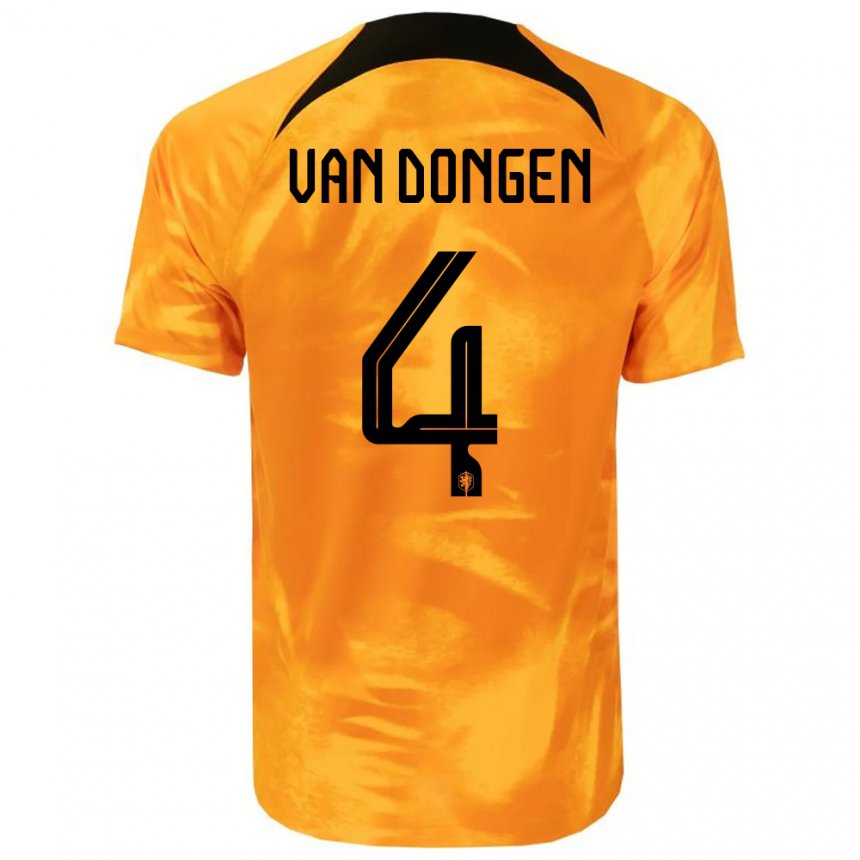 Mujer Camiseta Países Bajos Merel Van Dongen #4 Naranja Láser 1ª Equipación 22-24 La Camisa
