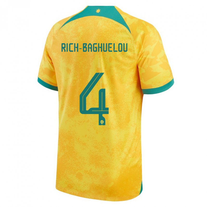 Mujer Camiseta Australia Jay Rich Baghuelou #4 Dorado 1ª Equipación 22-24 La Camisa