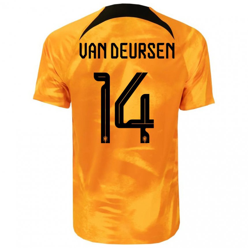 Mujer Camiseta Países Bajos Eva Van Deursen #14 Naranja Láser 1ª Equipación 22-24 La Camisa