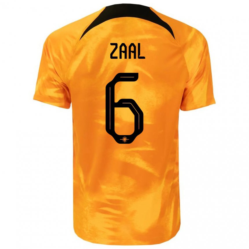 Mujer Camiseta Países Bajos Timo Zaal #6 Naranja Láser 1ª Equipación 22-24 La Camisa