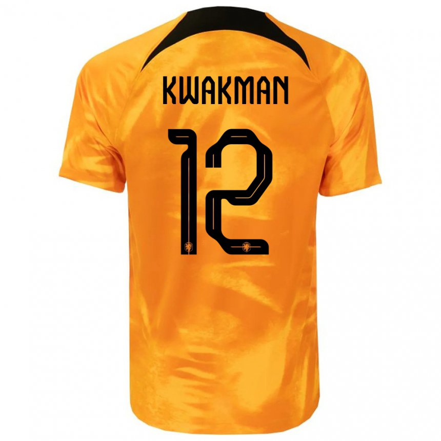 Mujer Camiseta Países Bajos Dave Kwakman #12 Naranja Láser 1ª Equipación 22-24 La Camisa