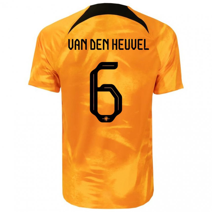 Mujer Camiseta Países Bajos Tim Van Den Heuvel #6 Naranja Láser 1ª Equipación 22-24 La Camisa